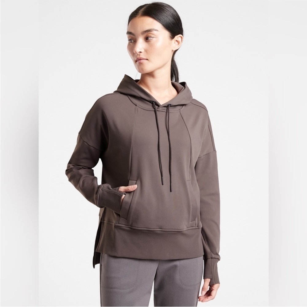 ATHLETA Mission Hoodie Shale Sweatshirt Pockets Drawstring Sculptek Sz S